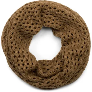 styleBREAKER Unisex Strick Loopschal mit Loch Muster, Uni Lochstrick Schlauchschal, Winter Strickschal 01018156, Farbe:Cognac - Einheitsgröße