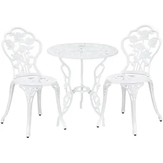 casa.pro Bistro Set (3 - teilig) (weiss) - aus Gußeisen / Antik - Weiß