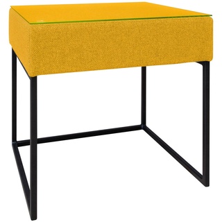 Carryhome Nachtschrank, Gelb, Glas, Textil, 49x45x47.5 cm, Schlafzimmer, Nachttische