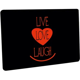 Crealuxe Fussmatte – “ Live Laugh Love – Herz rot “ - 60x40 cm - Gummi Rückseite/rutschfest - Filzoberfläche - Bedruckte Türmatte - Innenmatte - Schmutzmatte