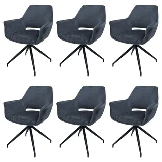 Mendler Esszimmerstuhl HWC-M53 Stoff dunkelgrau 6er Set