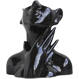 Schwarze Keramik-Gesichtsvasen, Weibliche Form, Kopf-Büste-Vase, Keramik-Statue, Blumenvase für Heimdekoration, Wohnzimmer, Büro, Tisch, Schreibtisch, Dekoration(#3)