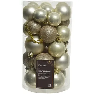 Kaemingk Weihnachtsbaumkugel, Weihnachtskugeln Kunststoff Mix 4-6cm 30er Set - Perle weiß