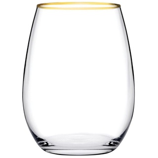 Pasabahce Gläser-Set Amber Golden Touch-350, Glas, Long Drink Gläser 4-teiliges Set mit Goldrand 295ml