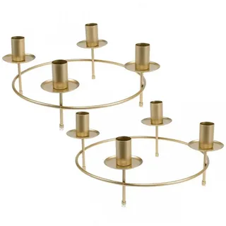 Florists Products Kerzenhalter Kerzenring Stabkerzen Kerzenhalter Gold Matt Ø28cm H11cm 2er, 2 Stück