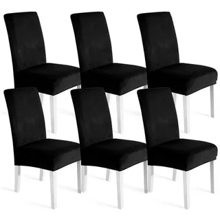 luxuskollektion Stuhlhusse Samt Schwarz 6er Set