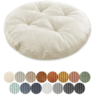Lsjoaw Sitzkissen Rund 40cm Dicke 6cm 1 Stück Bodenkissen Rund Sitzpolster Stuhlauflage Sitzpolster Stuhlkissen Polster Auflage für Wohnzimmer Büro Konferenzraum Cordstoff (Weiß)
