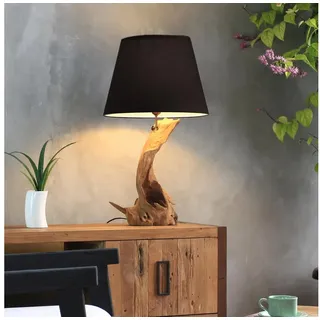 Möbel Bressmer Tisch-Tageslichtlampe ZOILA Tischlampe holz 60cm,Tischlampe Treibholz mit Tageslicht Design schwarz
