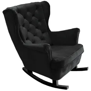 DomoHome Schaukelsessel, Schwarz, Holz, Echtholz,Buche, Rechteckig, 81x102x95 cm, Wohnzimmer, Sessel, Relaxsessel