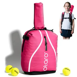 Otaro Tennisrucksack Kinder | 19L | Tennistasche Kinder für 5–11 Jahre | Rucksack mit Schuhfach & Schlägerhalterung | Wasserabweisend, Leicht, Reflektierend | Sportrucksack Jungen Mädchen (Pink)