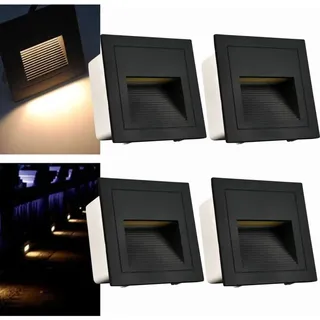 3w Led-einbauleuchte, Quadratisch, Treppenstufenbeleuchtung (warmweiß), Nachttischlampe, Aluminium, Dekorative Beleuchtung, Ip65 Wasserdicht/4er-set