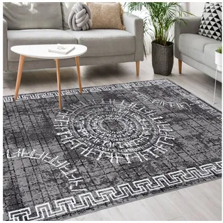 Mazovia Designteppich Modern Teppich Kurzflor Wohnzimmerteppich Robust und pflegeleicht GRAU, 80 x 150 cm, Fußbodenheizung,Allergiker geeignet,Farbecht,Pflegeleicht,Geometrisch grau 80 x 150 cm