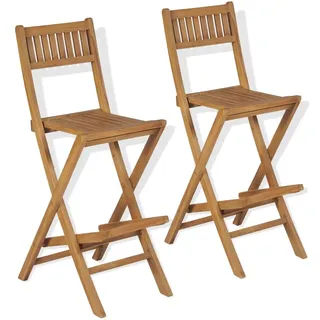 vidaXL Klappbare Garten-Barhocker 2 Stk.  Massivholz  Teak Braun
