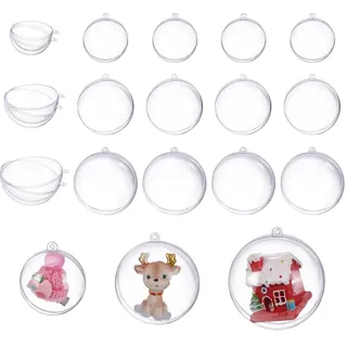 WADORN 24 Stück 3 Größen Transparente Befüllbare Ornamentkugel, 60/80/100mm Clear Weihnachtskugeln Aus Kunststoff Durchsichtig Bruchsicher Ornamente Christbaumkugeln Für Weihnachten Hochzeit Party