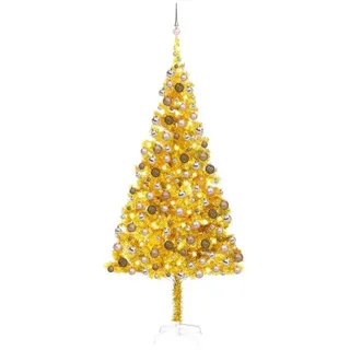 vidaXL Künstlicher Weihnachtsbaum Künstlicher Weihnachtsbaum Beleuchtung & Kugeln Gold 240 cm 240 cm