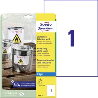 Avery Zweckform Adressetiketten J4775-10 Weiß 210,0 x 297,0 mm 10 Blatt