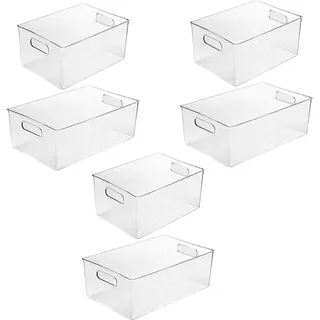 Aufbewahrungsbox mit integriertem Griff - Große Kapazität für Kosmetik, Handtücher, Seife und Shampoo - Ideal zur Aufbewahrung von Badezimmerkosmetik - 6-teiliges Set - Transparent