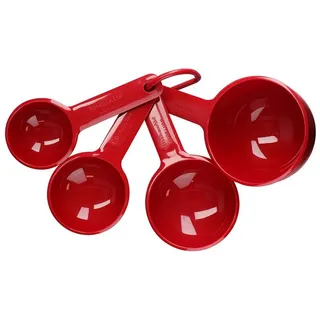 KitchenAid Messlöffel KQG058OHERE, (Set, 4-St., Enthält 4 Messbecher zum Backen und Kochen), PLATZSPAREND rot