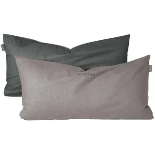 SCHIESSER Kissenbezug Doubleface 40 x 80 cm Grau-Schwarz