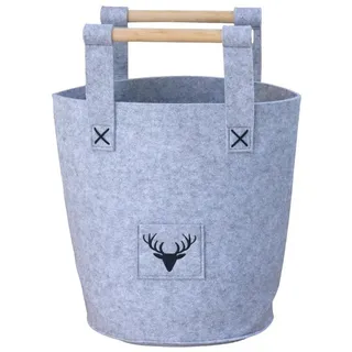 Trendline Holzkorb Filz Ø 28 x 35 cm grau