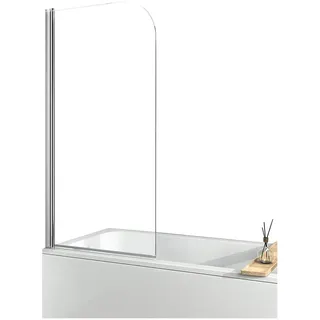 EMKE Badewannenaufsatz Duschwand 70 x 140 cm Silberfarben