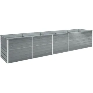 vidaXL Garten-Hochbeet verzinkter Stahl rechteckig 400 x 80 x 77 cm Grau  