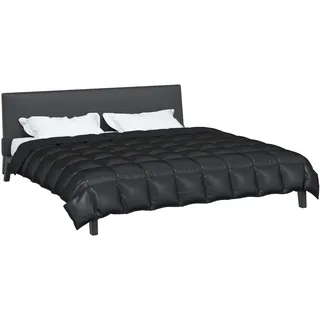 vidaXL Winterbettdecke Schwarz 220 x 240 cm Satin und Mikrofaser