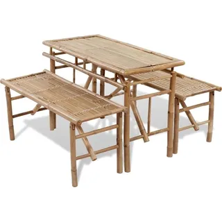 The Living Store Biertisch mit 2 Bänken 100 cm Bambus - Braun