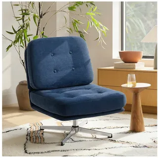 HOMCOM Relaxsessel breiter Loungesessel (Moderner Polsterstuhl, 1-St., Sessel), 360° drehbar, extra breiter Sitz blau