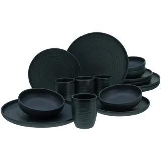 CreaTable Uno Black Lava Stone Kombiservice 16-tlg. schwarz