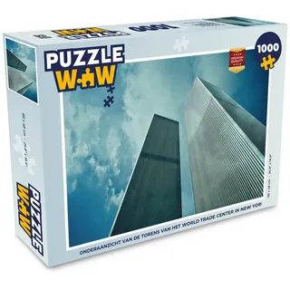 MuchoWow Puzzle Ansicht der Türme des World Trade Center in New York von unten, 1000 Puzzleteile, Foto-Puzzle, Bilderrätsel, Puzzlespiele, Klassisch 48 cm x 68 cm x 2 cm