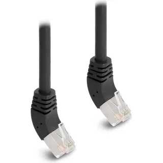 DeLock 80259 RJ45 Patchkabel CAT 6a S/FTP 45° oben gewinkelt 0,25 m Schwarz