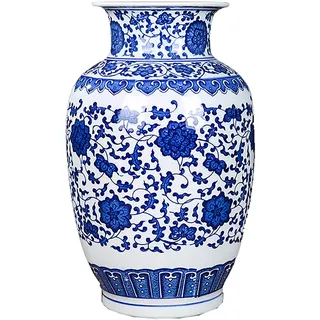 RTYHN Traditionelles Blau und Weiß Porzellanvase,Handbemalte Porzellan-Vase,Blumenvase für Heimdekoration,China Ming-Stil