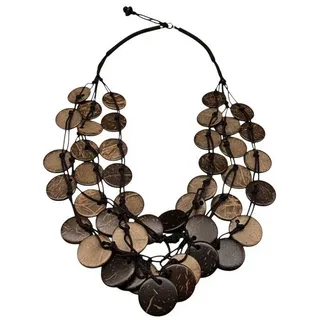KARMA Statementkette Halskette Damen Holz verschiedene Farben auffällige Kette (modern Holzkette, 1-tlg., Statement Halskette), Statementkette Holzkette Damenhalskette Schmuck für Frauen braun