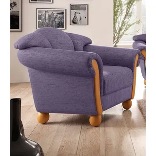 Home affaire Sessel Milano, bequemer Loungesessel, Landhaus-Stil, Holz-Chatosen und -Füße lila