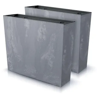 IMJ-Global - Blumentopf Gross Innen Plastik Beton-Effekt (58 x 18 x 49,8 cm - 44 Liter) Balkon Blumenkasten Zur Dekoration des Hauses oder für die Außenausstellung, Kräutertopf