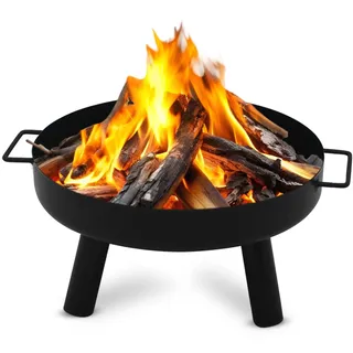 Muntel Feuerschale Ø 57 cm,Feuerkorb, Feuertonne, Feuerstelle für den Garten, Terrasse und Balkon,Schwarz 32 cm