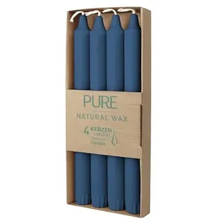 luterna 100% PURE, NATURAL WAX, Stabkerze, Nachtblau, WENZEL, 250/23 mm, Brenndauer ca. 10h, 100% plastikfreie Verpackung
