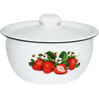 rukauf Emaille Salatschüssel mit Deckel 1,5 Liter emailliert mit Motiv Behälter Dose emailliert auch für Sülze Holodez Cholodez Aspik Холодец
