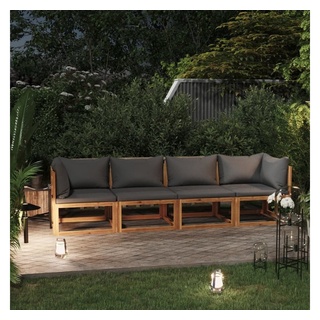 vidaXL Gartenlounge-Set 4-Sitzer-Gartensofa mit Auflage Akazie Massivholz, (1-tlg) braun|grau 70 cm x 1.5 cm