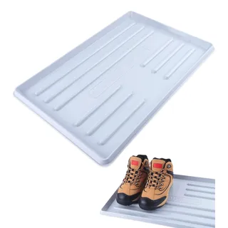 Bauster® Auffangschale für nasse Schuhe Schuhabtropfschale Schuhmatte Ablage Abtropfschale Grau/Schwarz für Schuhe Regen Herbst Winter Schuhtropfschale Robust (Grau)