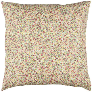 IB Laursen Blumiger Kissenbezug aus Baumwolle quadratisch, 60 x 60 cm, gelb, rot