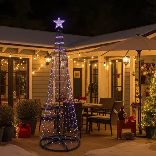 LED-Weihnachtsbaum 300cm in Kegelform – XMAS Lichterbaum mit 570 LEDs, mehrfarbig, IP44 & Fernbedienung für aussen & innen