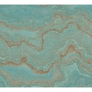 AS Creation Stories of Life Vliestapete Marmoroptik Metallic-Effekt  (Blau-Türkis-Gold, Steinoptik, 10,05 x 0,53 m)