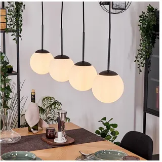 hofstein Hängeleuchte Hängelampe aus Metall/Milchglas in Schwarz/Weiß, ohne Leuchtmittel, moderne Pendelleuchte im Retro/Vintage-Design (Schirme 15 cm), 4 x E14 weiß