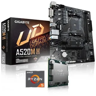 Aufrüst-Kit AMD Ryzen 5 5500 Prozessor, GIGABYTE A520M H Mainboard | Zusammengebaut inkl. BIOS-Update + Funktionskontrolle, Grafikkarte erforderlich