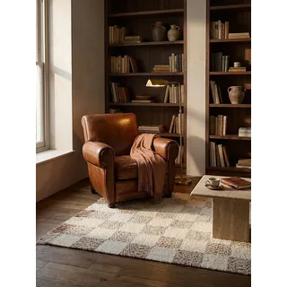 KADIMA DESIGN Wollteppich Karo Geometrisch Wohnzimmer Kurzflor Zeitlos Rechteckig 160x230, Rechteckig, Höhe: 4 mm, Beige-Natur, 54% Polyester, 31% Wolle, 15% Baumwolle, Kurzflor beige 160 cm x 230 cm x 4 mm