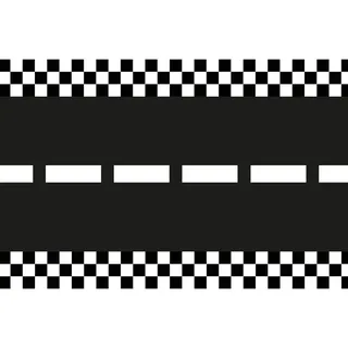 Tischläufer – Vliesstoff – 40 cm x 5 m – Rennstreifen-Motiv – Dekorativer Tischläufer mit Rennstreifen und Mittellinie – Schwarz-Weiß - Schwarz/Weiß