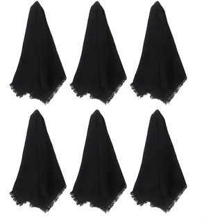 TDCuizent Baumwoll-Servietten, 6 Stück, mit Fransenquaste, 42 x 42 cm, quadratisch, Leinentücher für Hochzeit, Feste, Partys, Urlaub, Esszimmer, Alltag, Tischdekoration, waschbarer Stoff (schwarz)