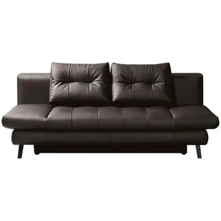 Novel Schlafsofa Liane, Braun, Metall, Echtleder, Rindleder, 2-Sitzer, 209x94x94 cm, Lederauswahl, Wohnzimmer, Sofas & Couches, Sofas, Ledersofas